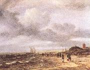 RUISDAEL, Jacob Isaackszon van The Shore at Egmond-an-Zee  d oil painting on canvas